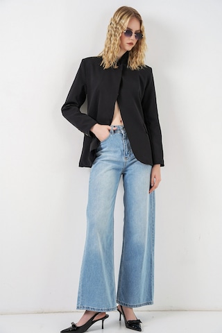 Bigdart Kadın Tek Düğmeli Oversize Blazer Ceket 0749 - Siyah