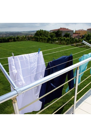 Pakas Balkon Çamaşır Kurutma Askısı Yuvarlak Küpeşte Pks 01 Gümüş