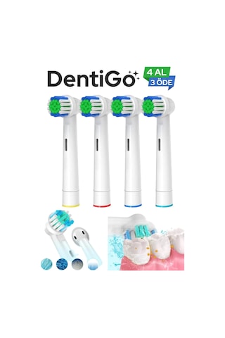 Braun - Oral B Şarjlı Ve Pilli Diş Fırçası Uyumlu 4 Adet Yedek Başlık