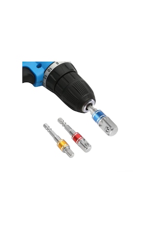 Geeksen 3'lü Çelik Uç Değiştirici Seti - Hex Kolu Elektrik Matkap Uyumlu, 1/4", 3/8", 1/2" Sürücü Adaptörleri, Dayanıklı Ve Çarpma Direncili