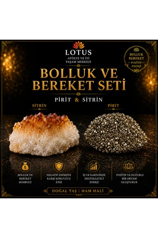 Bolluk Ve Bereket Doğal Taş Seti Pirit Ham Taşı & Sitrin Kristal Kümesi Pir-sit