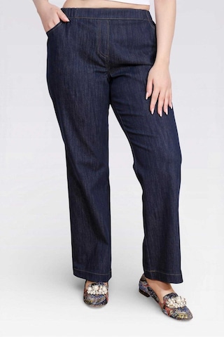 Tolga Saraçoğlu Kadın Beli Lastikli Rahat Kesim Boru Paça Denim Pantolon 30148 Lacivert
