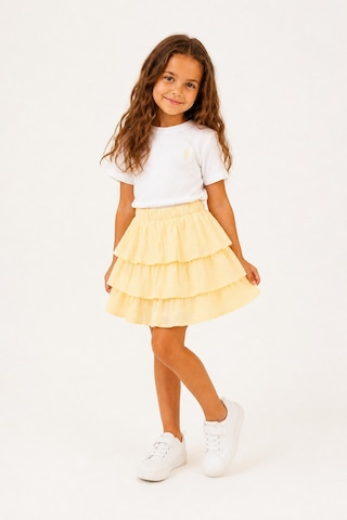 Eray Alp Kids Kız Çocuk Tişört Müslin Etek Takımı Yazlık Günlük Model Sarı