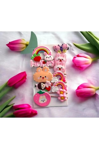 Batu Kız Bebek Ve Çocuk Figürlü Toka Seti Pembe Batu Kız Bebek Ve Çocuk Figürlü Toka Seti Pembe