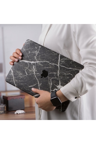 Apple Uyumlu MacBook Air M1 Sert Kapak Kılıf Darbe Emici İnce Premium Koruyucu Çizik Önleyici A2337 A2179 A1932 Siyah