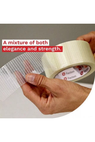 Yifomall Dayanıklı Fiber Bant - Ağır Paketleme İçin Güçlendirilmiş Şeffaf Taşıma Bandı, 50mm X 50m