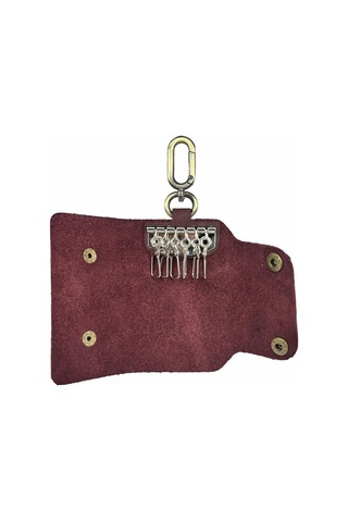 Hakiki Deri Tasarım Anahtarlık Crazy Bordo