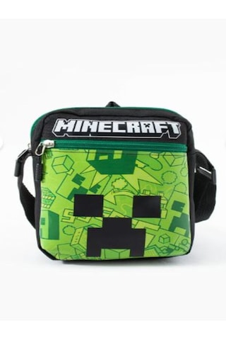 Trg Polo Mineecraft Creeper Çocuk Omuz Çantası 3 Bölmeli Su Geçirmez Kumaş 21 16 6 Cm Siyah - Yeşil