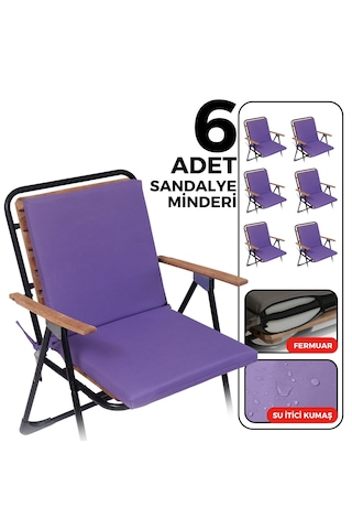 Xpermate 6'lı Arkalıklı Sandalye Minderi Fermuarlı 40x40 Mor