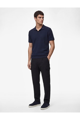 Koton Regular Fit Kısa Kollu Pamuklu Fitilli Polo Yaka Tişört Lacivert 6sam10069mk