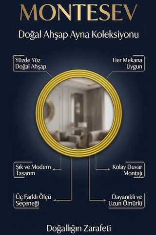 Zümrüt Gold Dekoratif Ayna Yuvarlak Işlemeli Duvar Aynası 69 Cm Altın