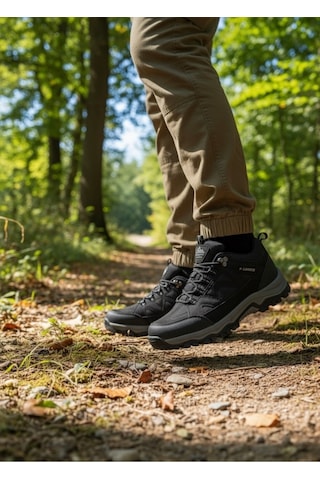 Erkek Siyah Gümüş Trekking Kısa Bot Outdoor Ortopedik Ayakkabı 405 Siyah - Gümüş