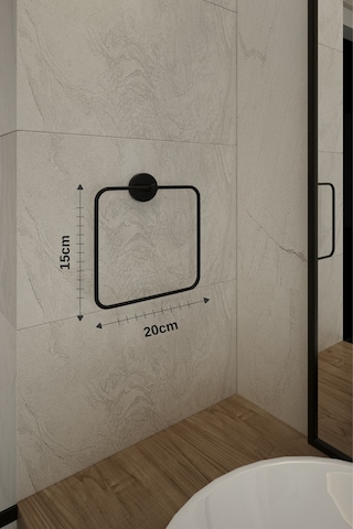 Alper Banyo Lotus Siyah Kare Havluluk,havlu Askısı,ister Yapıştır Ister Montajla Siyah