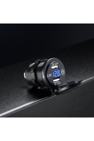 12v 24v Çift Usb Led Araç Şarj Adaptörü W/dokunmatik Açık Kapalı Anahtarı Güç Kablosu