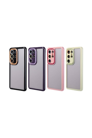 Zore Samsung Galaxy Uyumlu S23 Ultra Kılıf Kamera Korumalı Renkli Kenar Ve Çerçeve Tasarımlı Omsy Vitamin Kapak-mürdüm