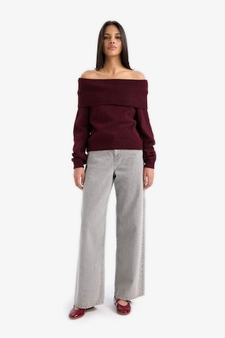 Defacto Regular Fit Omuzu Açık Kazak F3029ax25wnbr285 Bordo