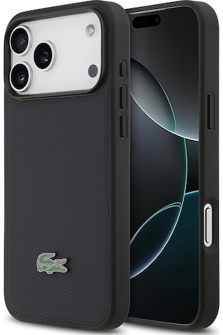 Apple Uyumlu iPhone 17 Pro Max Kılıf Lacoste Lisanslı M-safe Özellikli Pu Pike Desen Metal Logolu Kapak Lacivert
