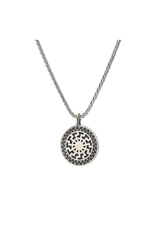 925 Ayar Gümüş Ancient Sun Circle Kolye Antik Güneş Tekerleği Sembolü Minimalist Yuvarlak Kolye Ucu, Erkek Kadın Silver Amulet Kolye 2.5 Cm Gümüş