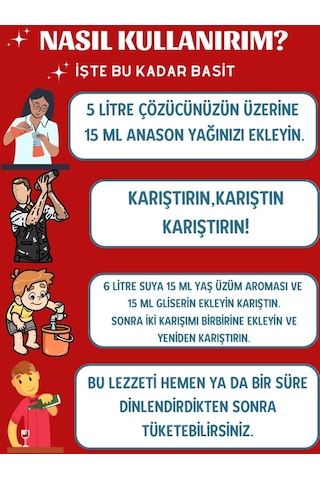 Sek Aroma Tekirdağ Seti Anason Yağı + Yaş Üzüm + Gliserin 3 x 15 ML - 5 L Uyumlu