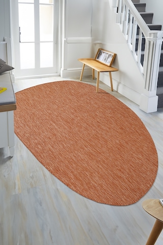 Konfor Halı Tema 9038 Turuncu Sisal Hasır İç Dış Mekan Kilim Dekoratif Bahçe Balkon Salon Halısı Turuncu