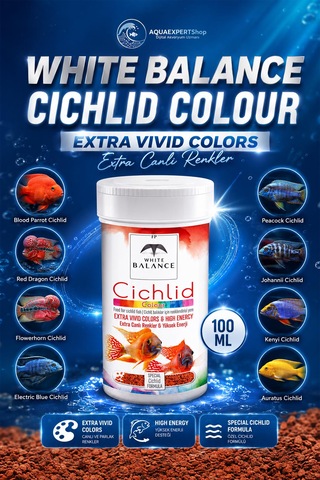 White Balance Cichlid Colour - Cichlid Balıkları İçin Özel Renk Canlandırcı Formül - Besleyici Ve Dengeli - 100 Ml