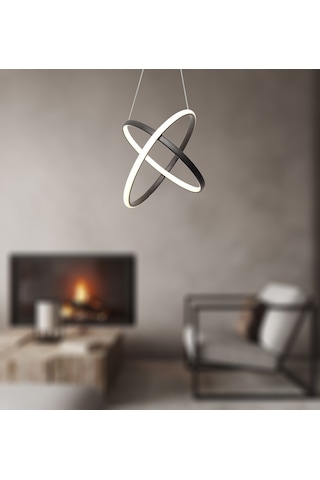 Tt315-Sy Tt Aydınlatma 2Halka Modeli Mat Siyah Led Avize