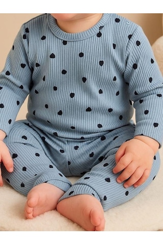 Zekids Kız Bebek Pamuklu Alt Üst Eşofman Takımı-16294 Mavi