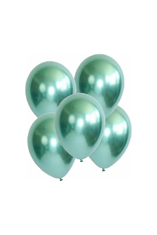 5 Ad Yeşil Renkli Parlak Krom Metalik Aynalı Balon