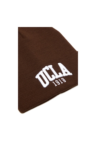 Ucla Lanıta Kahve Bere Nakışlı - Unisex Bere Kahve