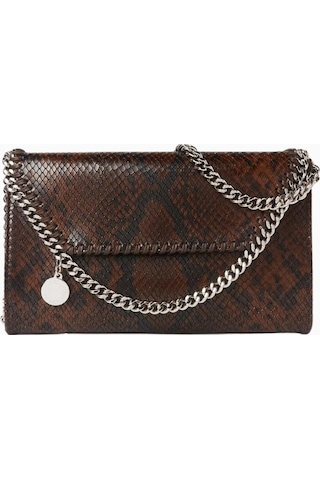 Stella Mccartney Mini Falabella Yılan Desenli Vegan Deri Lüks, Omuz Ve Crossbody Çanta Omuz Çantası Kahverengi