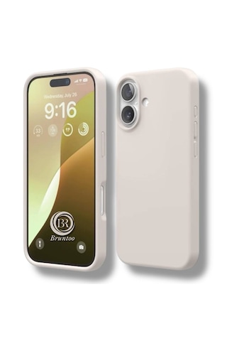 Apple Uyumlu iPhone 17 Kılıf Kamera Çıkıntılı Yumuşak Silikon İçi Kadife Lansman Kapak . Taş Rengi