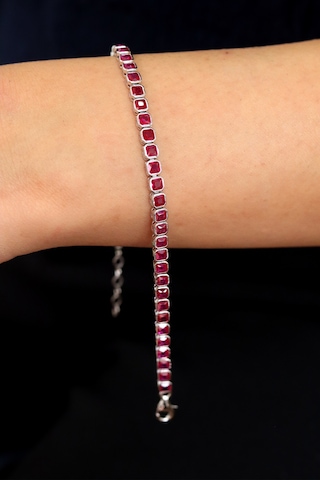 Su Yolu Model Yakut Taşlı 925 Ayar Gümüş Kadın Bileklik 201024750 Gümüş