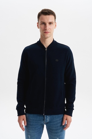 AR-MA Arma Erkek Slim Fit Selanik Kumaş Tam Fermuar Fleto Cepli Kapüşonsuz Kolej Yaka Sweatshirt K30324698302 Lacivert
