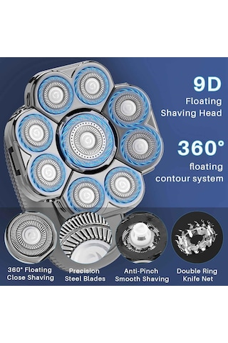 Wjiang 9d Kel Erkekler İçin - 6'sı 1 Arada Elektrikli Kafa Tıraş