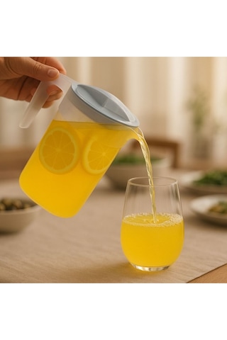 Plastik Oval Sürahi Kapaklı Su Sürahisi 2l Renkli Kapaklı 1 Adet