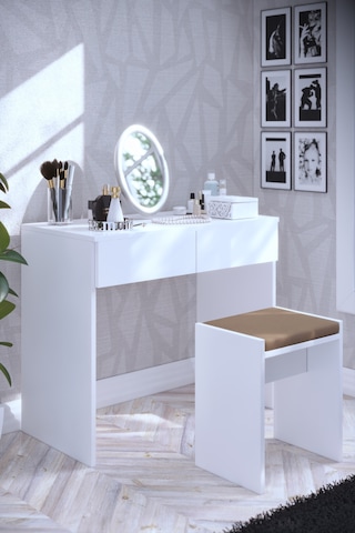 Dekorfim DF02102B İki Çekmeceli Tabureli Makyaj Masası