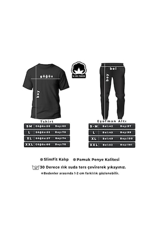 Uyguntarz Unisex X Baskılı 2'li Eşofman Takımı Siyah