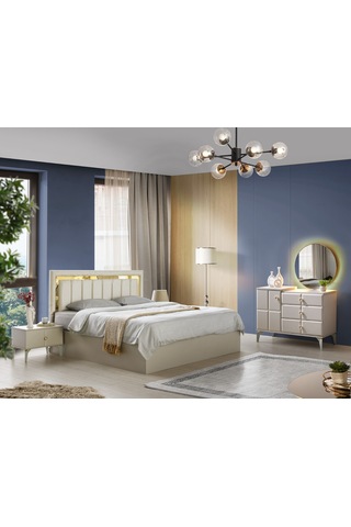 Paris Şifonyer-makyaj Masası-ışıklı Aynalı-mdf-kum Beji Kumbeji