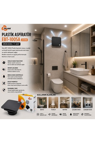 Ni-sa Ebt-100sa Plastik Banyo Aspiratörü 100 Mm 12w - Antrasit
