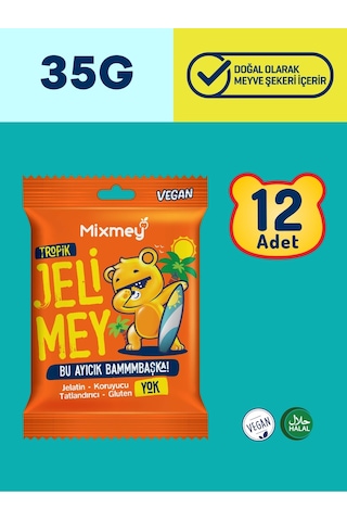 Mixmey Jelimey Tropik Jelatinsiz Vegan Tropik Lezzet Gummy Bear Ayıcık 12 x 35 G