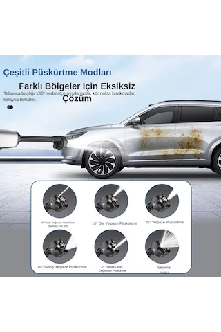 Dj-810 Yüksek Basınçlı Şarjlı Araç Ve Bahçe Yıkama Makinesi 30 Bar 2 Bataryalı Güçlü Motor 0 - 1 Saat