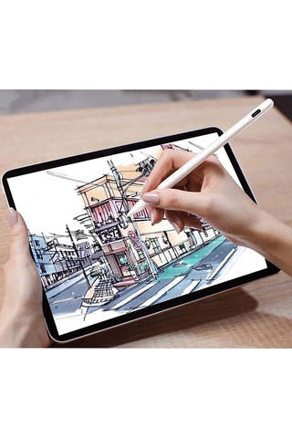 Gajeena Beyaz Aktif Kapasitif Kalem, İpad 2018-2021 Uyumlu, Dokunmatik Hassas, Yanlış Dokunmayı Engeller, El Yazısı Desteği