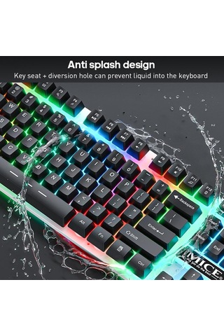 İmıce An-350 Asılı Klavye Tuşları Mekanik Hisli Parlayan Kablosuz Oyun Klavye Ve Fare Seti Beyaz Optik