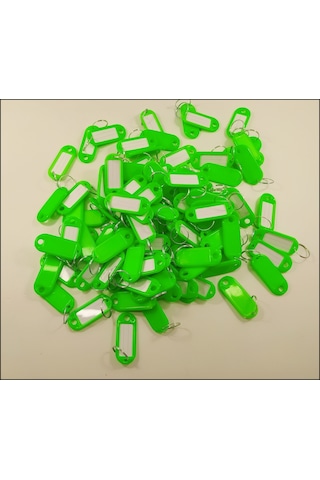 Kimlik Plastik Etiket Anahtarlık 100 Adet Yeşil Renk