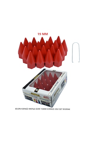 Bijon Kapağı Sivri 19 Mm Kırmızı 20 Li Set