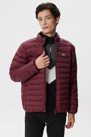 Lacoste Down Fill Jacket Kaztüyü Dolgu Gizli Kapüşonlu Bordo Mont Bordo