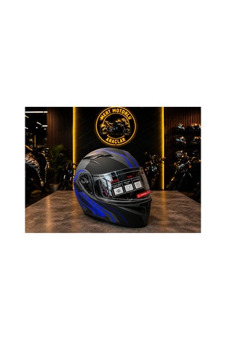 Jk 902 Az Blue Çene Açılır Motosiklet Kaskı Siyah