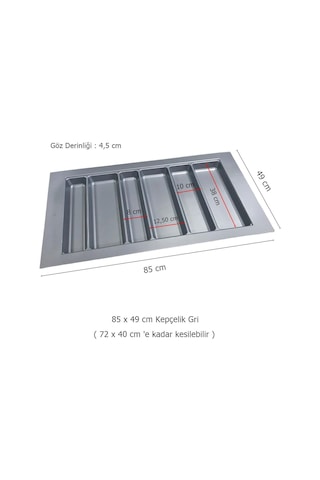 Çekmece İçi Kaşıklık ve Kepçelik Set 85 x 49 cm Gri