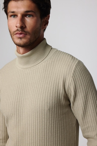 Tudors Slim Fit Tam Boğazlı Tüylenme Yapmayan Taş Rengi Erkek Kazak-29515 Taş - Ekru