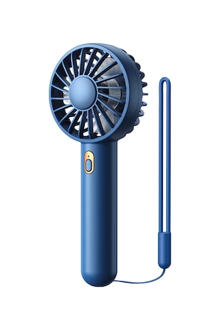 Warmco K30 Taşınabilir Şarjlı Mini El Vantilatörü 1800mah 3 Kademeli Standlı Soğutucu Fan Lacivert